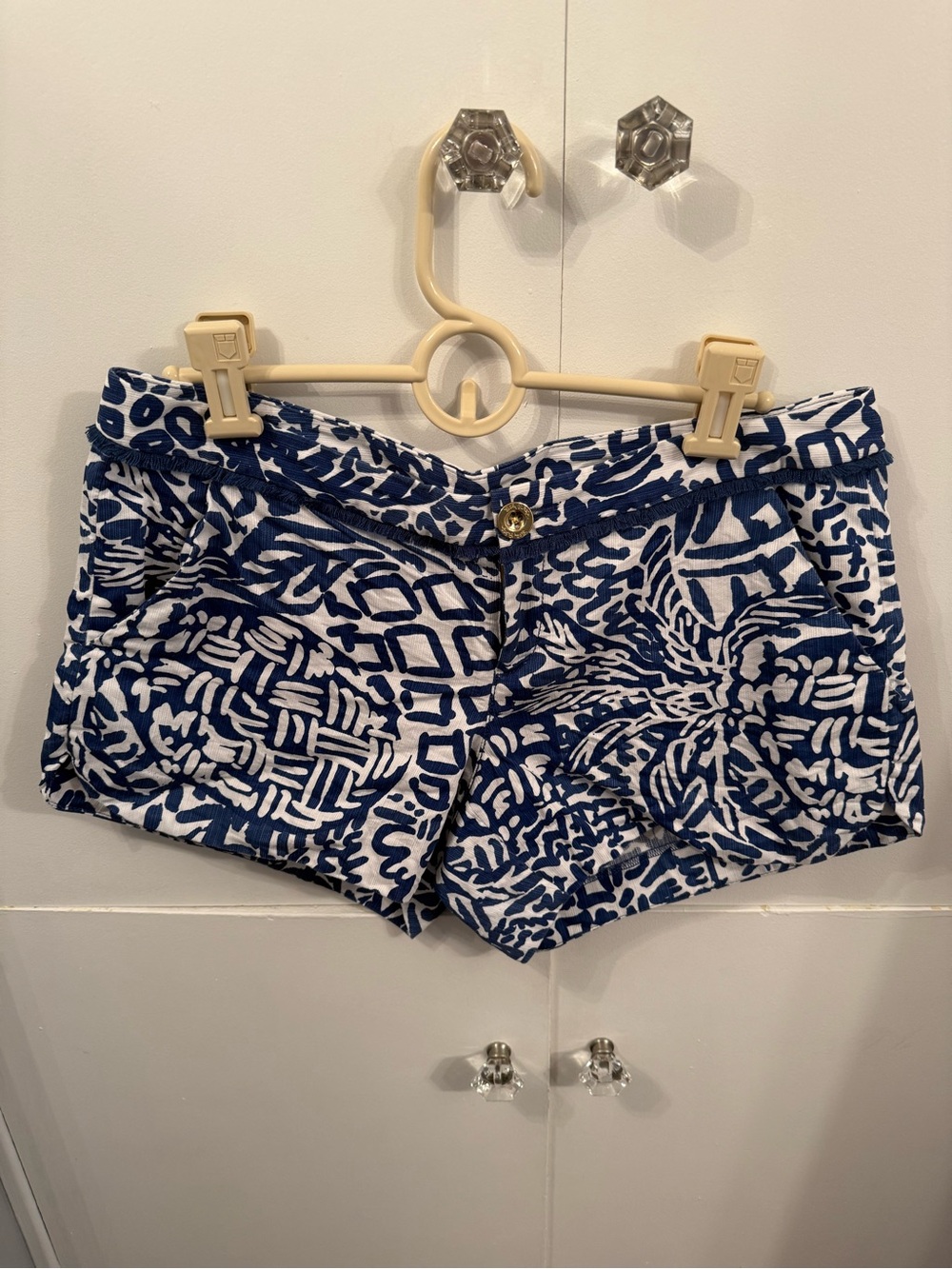 Lilly Pulitzer Callahan Blue Print Shorts with Fringe Trim